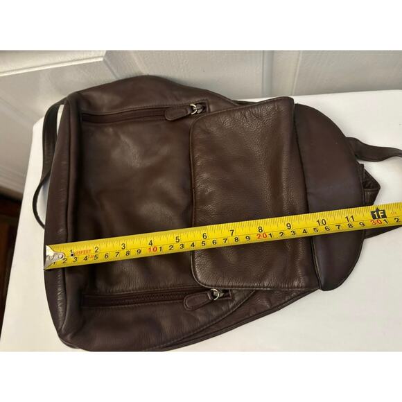 Apostrophe Brown Leather Backpack Purse Soft Pebbled Leather Flap Front Bag main image 8